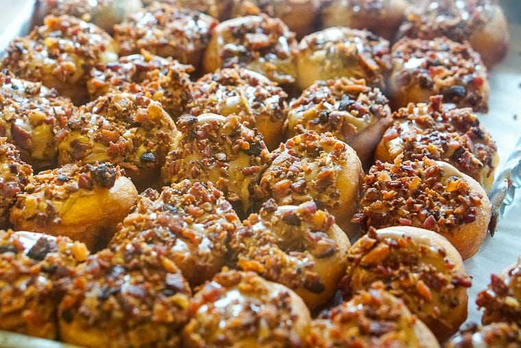 Doughnuts, Donuts, maple bacon Donuts, Pike Place Market, sweets, dessert, breakfast food, Maple Glaze, crumbled bacon, pastries