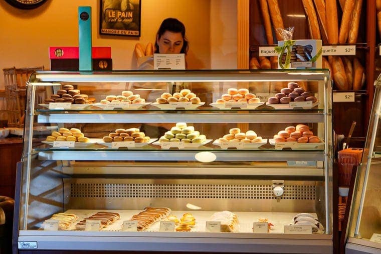 macarons, Bakery, Le Panier, French bakery, display, glass counter, Pike Place Market