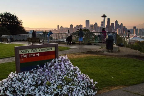 Watching the sun set at Kerry Park