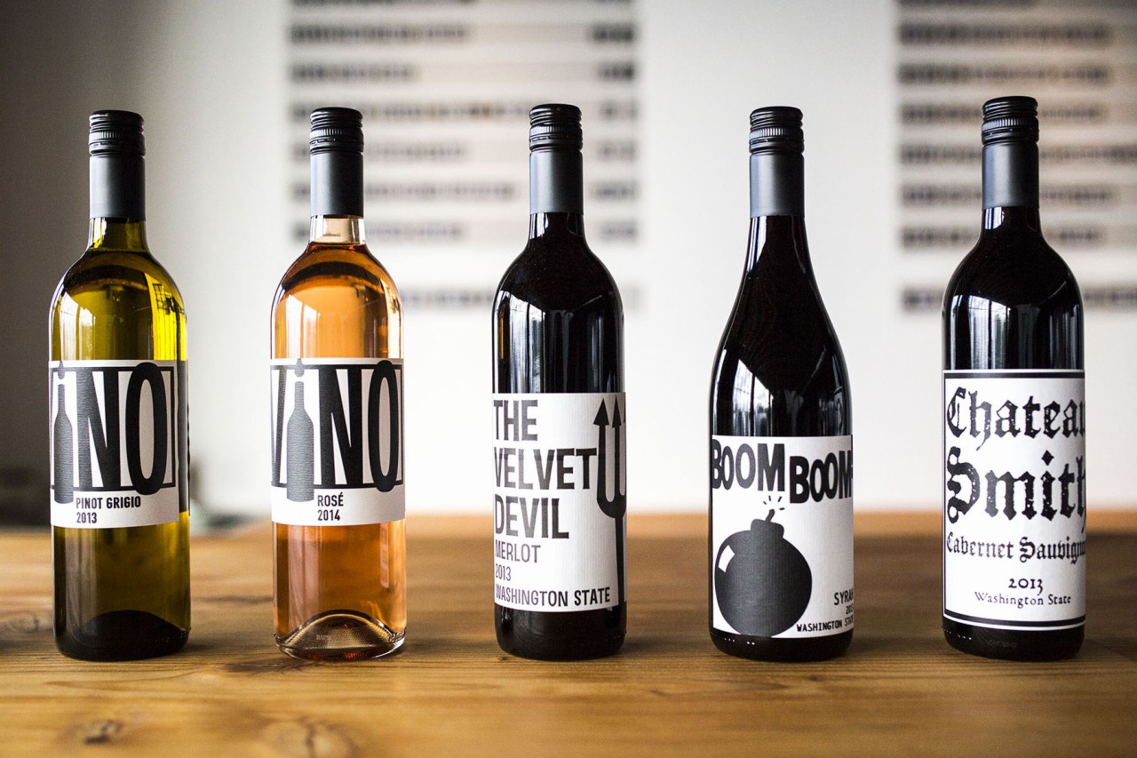 Charles Smith Wines, Washington Wines, bottles, wood counter