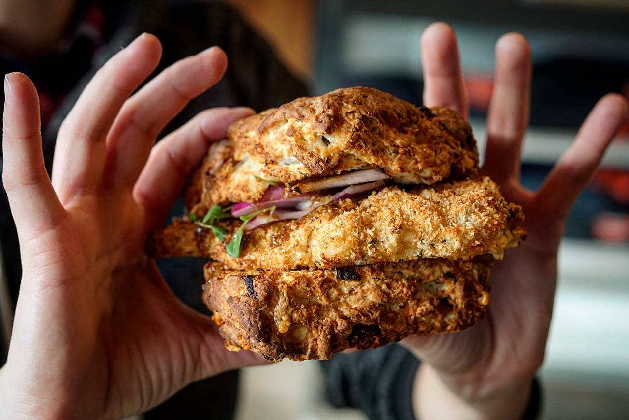 Oven "Fried" Chicken Sandwich with McGregor Biscuit