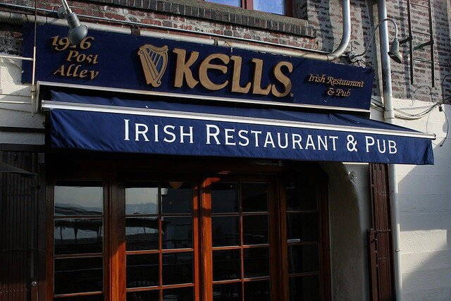 main entrance and sign Kell's Irish Restaurant & Pub