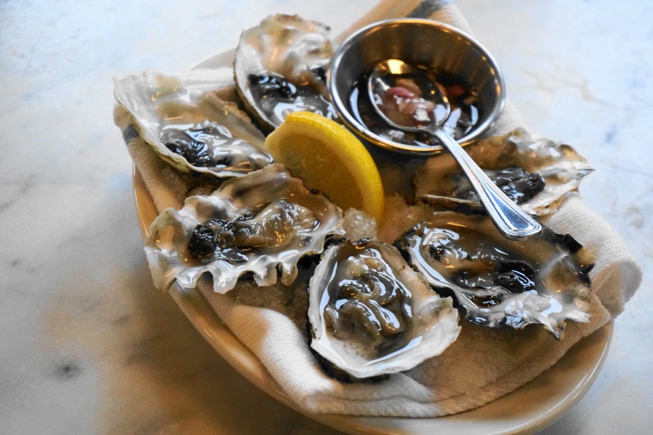 Pacific Oysters, lemon, onion mignonette