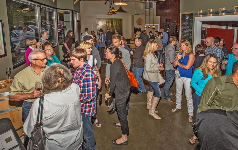 Sparkman Cellars, Woodinville tasting room, washington wines, people, crowds