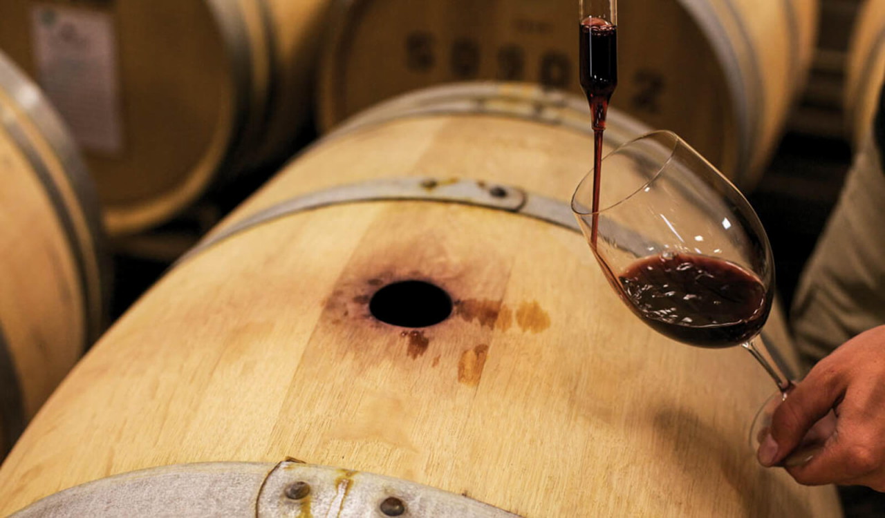 Wine barrell, Wine glass, Washington Wine tasting, Basel Cellars, Woodinville tasting room